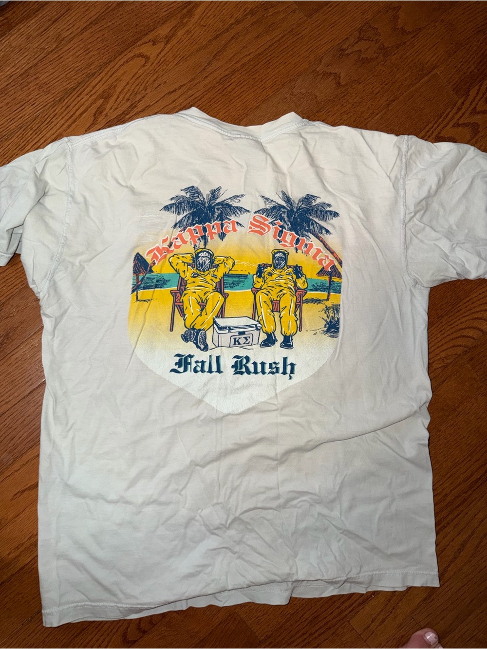 Comfort Colors White Tee with Yellow and Blue Graphic - Fall Rush